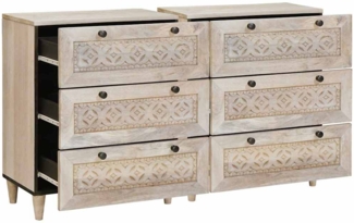 vidaXL Sideboard 2 pcs Weiß 60 x 33 x 75 cm massives Mangoholz 3310070