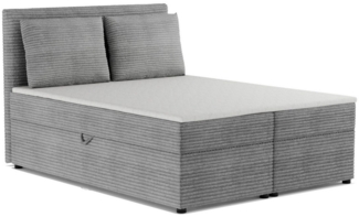 Deine Möbel 24 Boxspringbett TAMI Boxbett Polsterbett Komplettbett Bonellfederkernmatratzen H3 (Taschenfederkernmatratzen 7 Zonen H4 optional Grau Hellgrau Schwarz Anthrazit Beige Creme Velour, 3-St, Ehebett Bett mit Topper und Bettkästen, Matratzen H3...