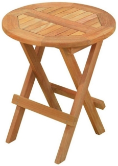 Kai Wiechmann Beistelltisch Hochwertiges Teak Tischchen rund als wetterfester Ablagetisch, klappbarer und unbehandelter Balkontisch aus Teak