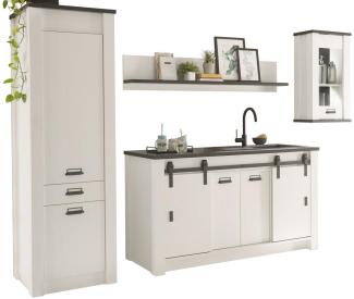 Küchenzeile SHERWOOD Küche Pinie weiß 4-teilig