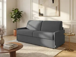 Vente-unique - Schlafsofa 3-Sitzer - Liegefläche: 140 cm - Matratzenhöhe: 22 cm - Stoff - Grau - CALIFE