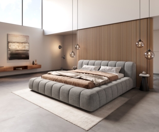Polsterbettgestell Cutio 180x200 cm Strukturstoff Soft Grau