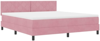 vidaXL Boxspringbett mit Matratze mit Matratze Rosa 180 x 200 cm Stoff 3339259