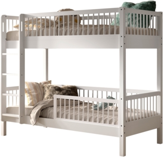 Etagenbett >Buche Massiv< in weiß lackiert - 207,5x175,4x97,5 (BxHxT)