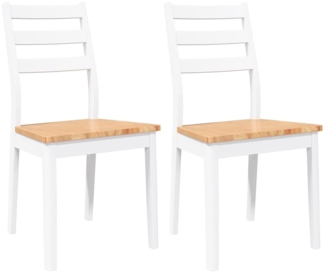 vidaXL Esszimmerstühle 2 Stk. Weiß Massivholz Gummibaum 4102520