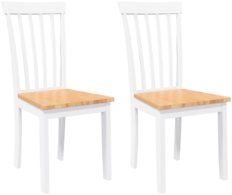 vidaXL Esszimmerstühle 2 Stk. Weiß Massivholz Gummibaum 4102392