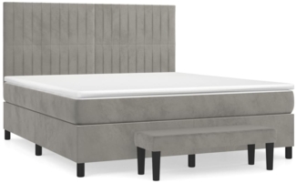 vidaXL Boxspringbett mit Matratze Hellgrau 160x200 cm Samt 3137971