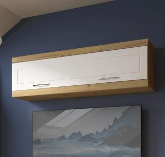Hängeschrank "Kvantum" Wandschrank 140cm Artisan Eiche MDF weiß matt