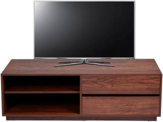 TV-Rack HWC-J78, Fernsehtisch Lowboard Kommode, Schublade, MDF 42x140x40cm ~ Walnuss-Optik