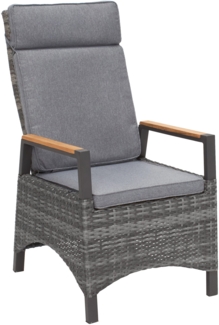 Positionsstuhl Nizza Verstellsessel Gartenstuhl Esstischstuhl Teak-Armlehne Grau