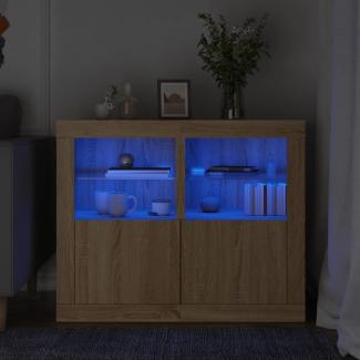 vidaXL Beistellschränke mit LED-Leuchten 2 Stk. Sonoma Eiche 836635