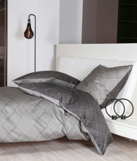 Janine Wendebettwäsche J. D. 87053, Mako-Satin, 2 teilig, Bettwäsche aus Baumwolle, Bettwäsche mit Rauten-Design