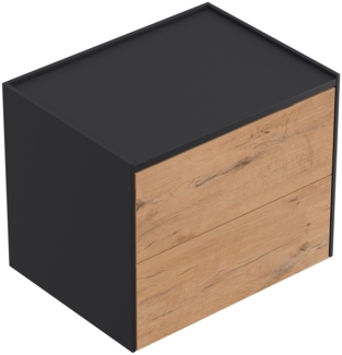 Design Nachttisch Kommode Somnia L 60cm, 2 Pushauszüge Oak : Oak / Grafit