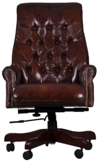 Bürosessel Belford Leder Chesterfield-Knopfmuster "Vintage-Cigar"