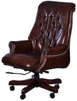 Bürosessel Belford Leder Chesterfield-Knopfmuster "Vintage-Cigar"