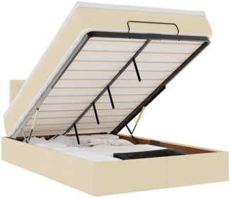 vidaXL Ottoman-Bett mit Matratze & LEDs Creme 120x200 cm Stoff 3312469