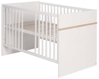 roba Gitterbett 'Pia' - 70 x 140 cm - höhenverstellbar - 3 Schlupfsprossen - umbaubar - Weiß / San Remo