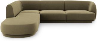 Micadoni 6-Sitzer Ecke links Sofa Miley | Beinfarbe Black Plastic, Grün, Samt