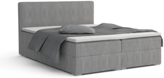 Deine Möbel 24 Boxspringbett LON IV Boxspring Komplettbett Polsterbett Bonellfederkernmatratzen (Cord Beige Creme Grau Dunkelgrau Graphit Schwarz, 3-St, Boxbett Cord Cord-Samt 140x200 160x200 180x200 200x200), inkl. Bettkasten Topper Matratzen H3 H4