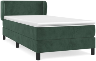 Einzelbett, Polsterbett mit Matratze Samt Dunkelgrün 100x200 cm