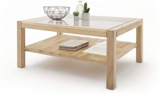 'Madlen' Couchtisch, Kernbuche massiv mit Sicherheitsglas, 115x75 cm