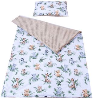 Kinderdecke BABYLUX Kuscheldecke 100 x 150 cm Babydecke Kinderdecke MINKY XXL, BabyLux, 124. Africa_Tiere mit Kissen