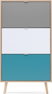 Finori Cuba 42 Schuhkipper, Dekor Sonoma Eiche / Tricolor | Schuhkipper für Flur | Maß: B x H x T ca. 70 x 125 x 24 cm | Schuhkipper mit 3 Klappen