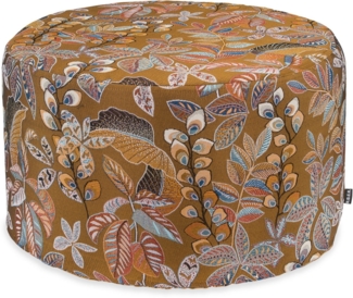 H.O.C.K. Sitzhocker H.O.C.K. Tristan Hocker rund Pouf ø60x40 cm gold floral, Hocker, Barhocker & Sitzhocker, Schminktischhocker, Wohnzimmer Hocker
