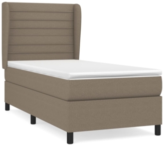 vidaXL Boxspringbett mit Matratze Taupe 90x200 cm Stoff 3128017