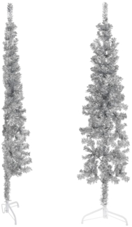 vidaXL Künstlicher Halb-Weihnachtsbaum Ständer Schlank Silbern 180 cm 344596