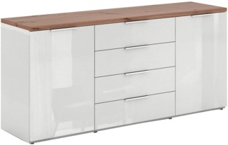 Kommode Moonlight / Mundi , Holzwerkstoff , Weiß, Holzfarben , 170 x 82 x 45 cm