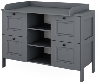 Wickelkommode Ajaton Grau 133 x 98.4 cm mit 4 Schubladen Vitalispa