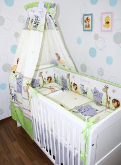 Primawela Babybettwäsche Baby Bettset- 6 teiliges mit 420 Nestchen Vollstoff Himmel Bettwäsche