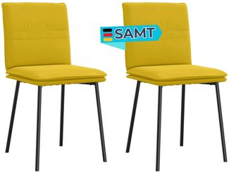 Esszimmerstühle VERA 2er Set Gelb Samt | Polsterstühle Küchenstuhl Wohnzimmerstühle Essstühle bequem