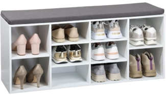 KESPER 9230713 Schuhschrank mit Sitzkissen, weiß/grau, 103,5 x 29,5 x 48 cm