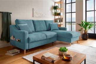 INOSIGN Ecksofa Valentina L-Form, 2 Zierkissen, mit Seitentasche, ausziehbarer Liegefläche, Bettkasten