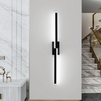 Goeco Wandleuchte Indoor LED Wandleuchte, minimalismus Acryl-Wandlampe, LED Lichtquelle, kaltweiß, 12W, 80x8x4cm, Schwarz