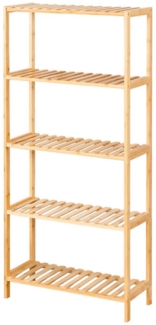 Floordirekt Badregal Bambus-Standregal Ohio, Platzsparendes Holzregal mit 5 Etagen, Ideal für Bad, Schlafzimmer und Wohnzimmer