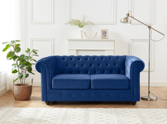 Vente-unique - Sofa 2-Sitzer - Samt - Dunkelblau - CHESTERFIELD
