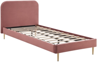 Polsterbett Rose mit Samtbezug und Chrombeinen 90 x 200 cm