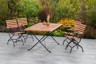 Merxx Gartenmöbelset Schlossgarten 5tlg. Flachstahl mit Eukalyptusbelattung schwarz, natur 20354