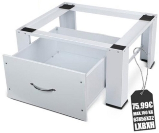 XERSEK Waschmaschinenuntergestell 63cm Waschmaschinen Untergestell aus Stahl Höhe 32cm mit Schubladen, Zubehör für KühlschrankTrockner Gefrierschrank Bis 150kg, Waschmaschinensockel Rutschfesten Podest Erhöhung Unterbau