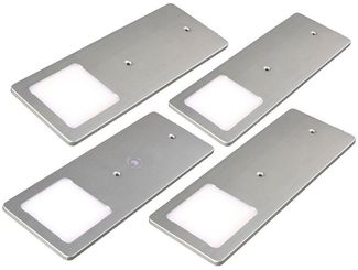 kalb LED Unterbauleuchte Silber 5W - sehr flache Küchenleuchte mit Touch-Dimmfunktion, 4er Set warmweiß, warmweiss