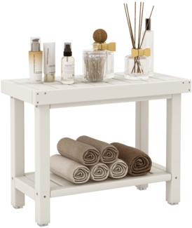 2-stufige Duschbank wasserdichter HDPE-Badezimmer-Duschhocker mit Aufbewahrungsfach Weiß