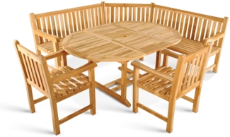 Gartenmöbel Set 4tlg mit Eckbank Teak Gartentisch ausziehbar 120-170 cm BORNEO/CARACAS 48363530