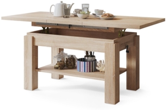 designimpex Couchtisch Couchtisch Astoria Sonoma Eiche höhenverstellbar ausziehbar Esstisch, Funktionstisch, Wohnzimmertisch, Tisch, Esstisch, Sofatisch