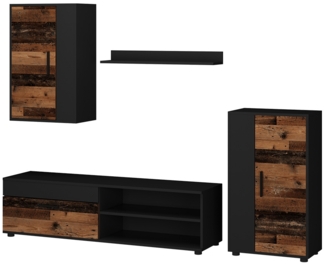 Wohnwand Berno Eiche rustikal 4-teiliges Set Vicco