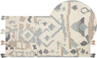 Kelim Teppich Wolle mehrfarbig 80 x 150 cm geometrisches Muster Kurzflor MRGAVET