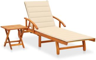 vidaXL Sonnenliege mit Tisch und Auflage Akazie Massivholz 3061619