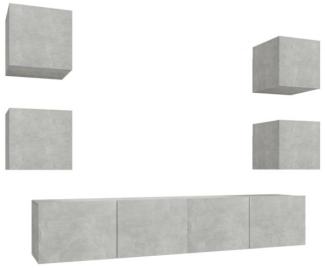 6-tlg. TV-Schrank-Set Betongrau Holzwerkstoff [3114257]